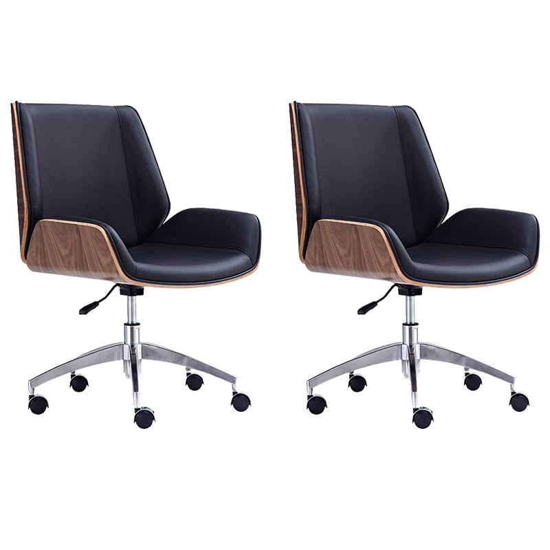 Contemporary Office Chair Faux Leather Task Mid Back Chair with Wheels