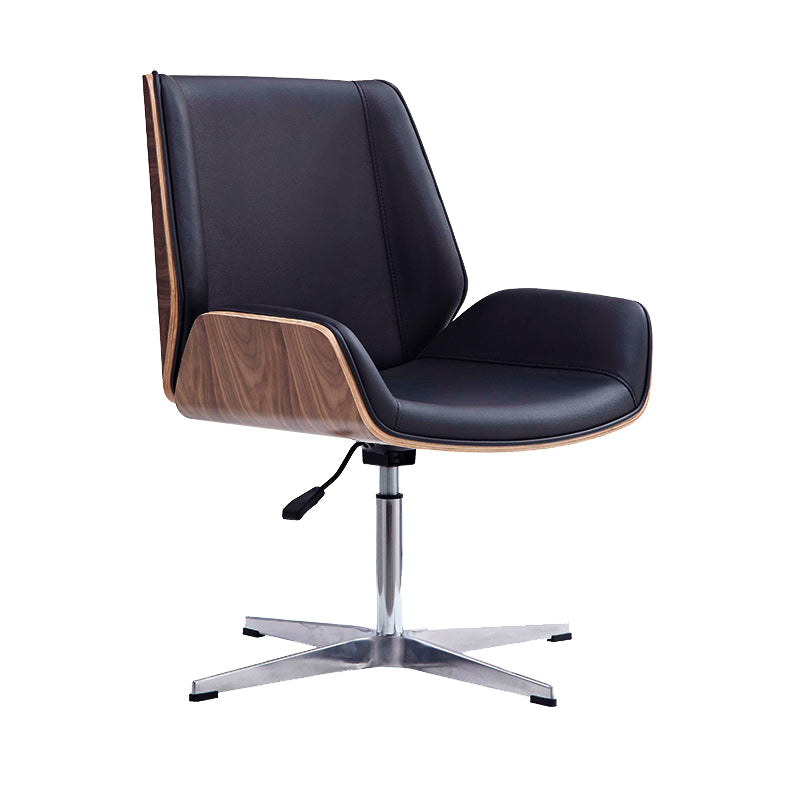 Contemporary Office Chair Faux Leather Task Mid Back Chair with Wheels