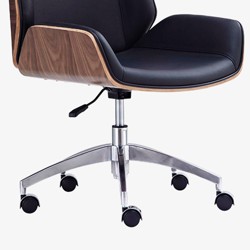 Contemporary Office Chair Faux Leather Task Mid Back Chair with Wheels