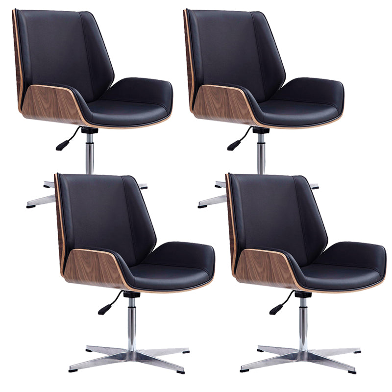 Contemporary Office Chair Faux Leather Task Mid Back Chair with Wheels