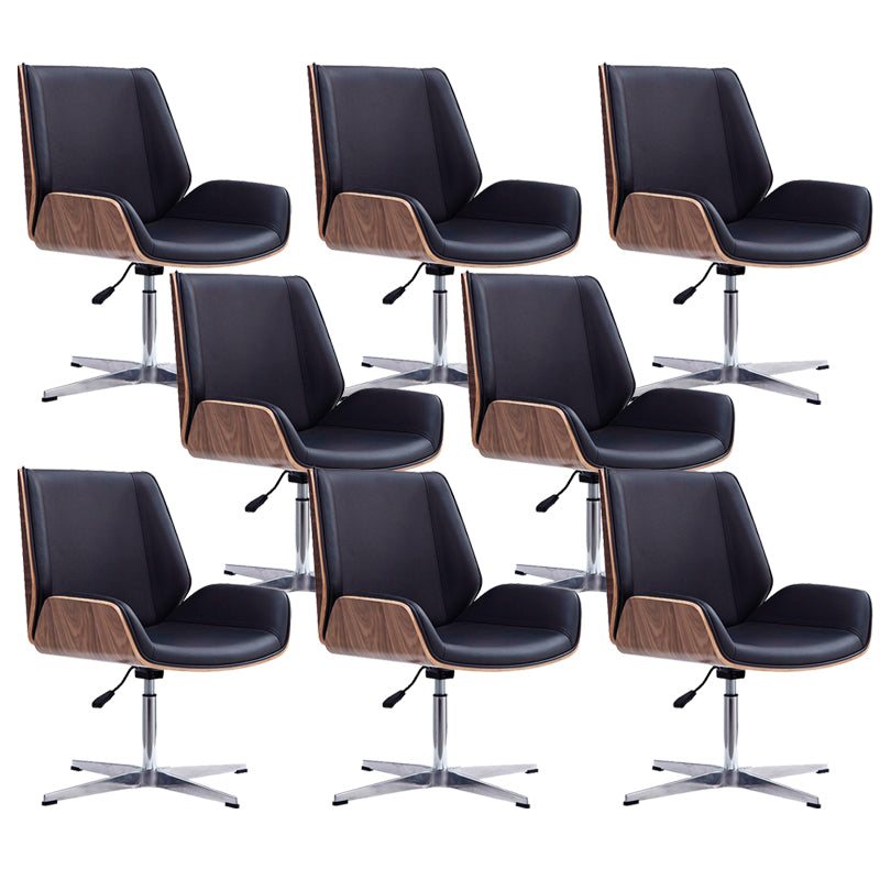 Contemporary Office Chair Faux Leather Task Mid Back Chair with Wheels