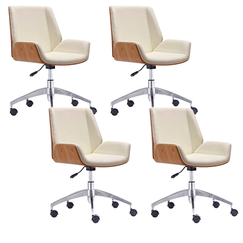 Contemporary Office Chair Faux Leather Task Mid Back Chair with Wheels