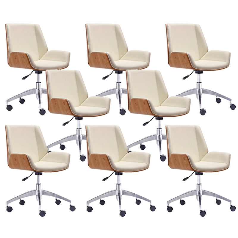 Contemporary Office Chair Faux Leather Task Mid Back Chair with Wheels
