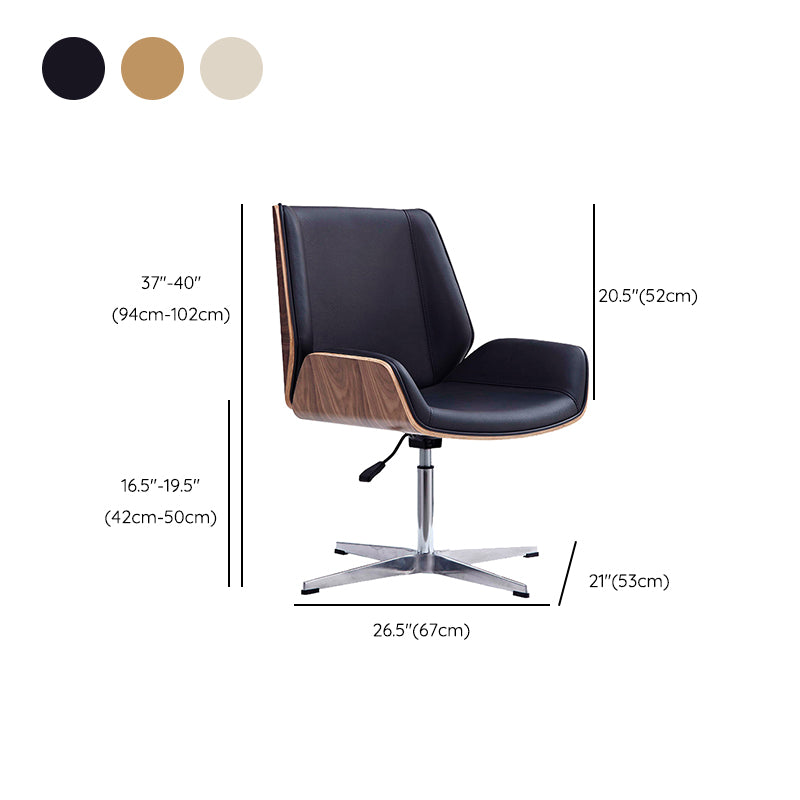 Contemporary Office Chair Faux Leather Task Mid Back Chair with Wheels