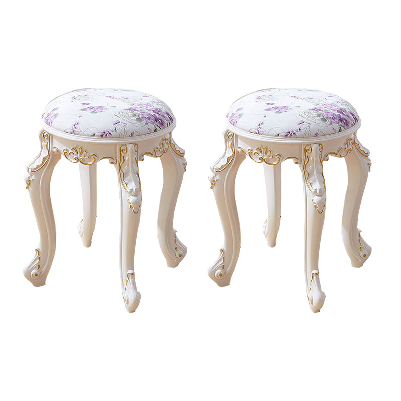 Leather Pouf Stool Craving Upholstered Round Water Resistant Modern Pouf