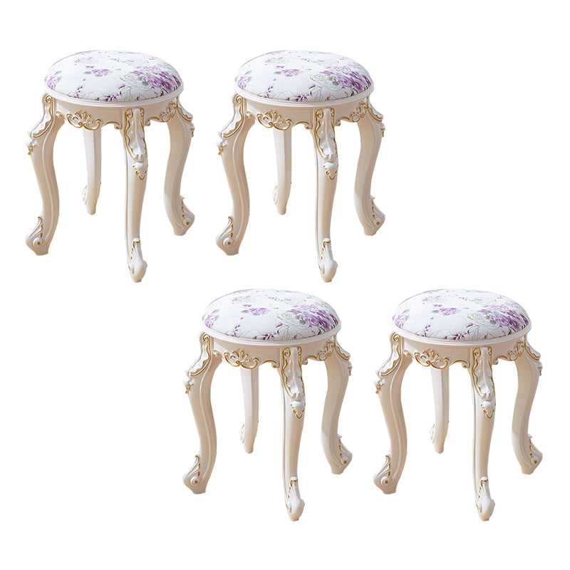 Leather Pouf Stool Craving Upholstered Round Water Resistant Modern Pouf