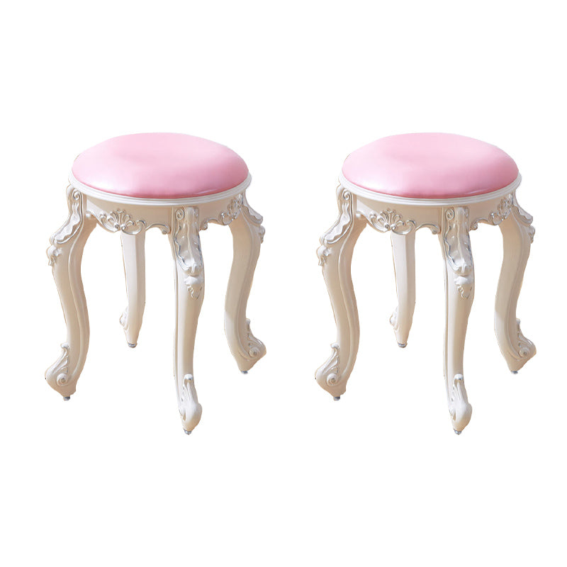 Leather Pouf Stool Craving Upholstered Round Water Resistant Modern Pouf