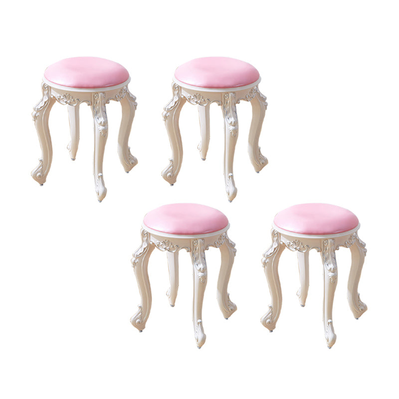 Leather Pouf Stool Craving Upholstered Round Water Resistant Modern Pouf