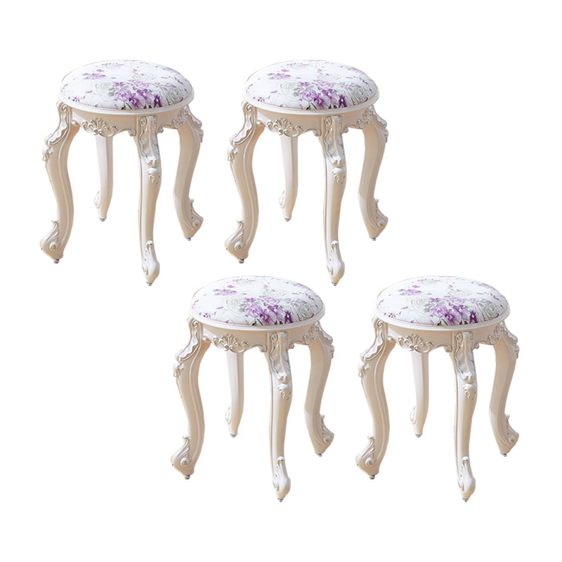 Leather Pouf Stool Craving Upholstered Round Water Resistant Modern Pouf