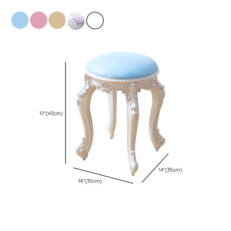 Leather Pouf Stool Craving Upholstered Round Water Resistant Modern Pouf