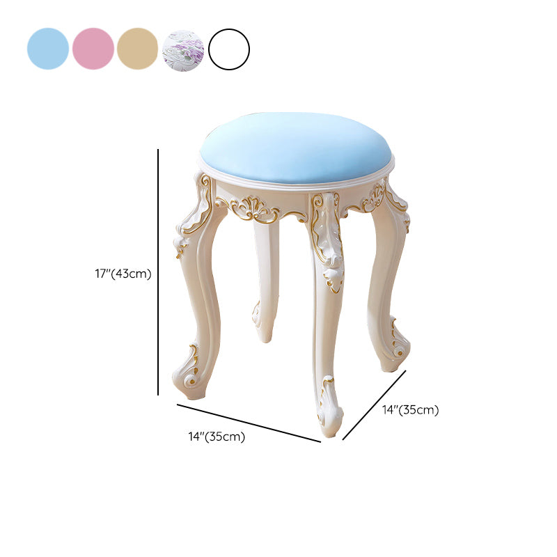 Leather Pouf Stool Craving Upholstered Round Water Resistant Modern Pouf