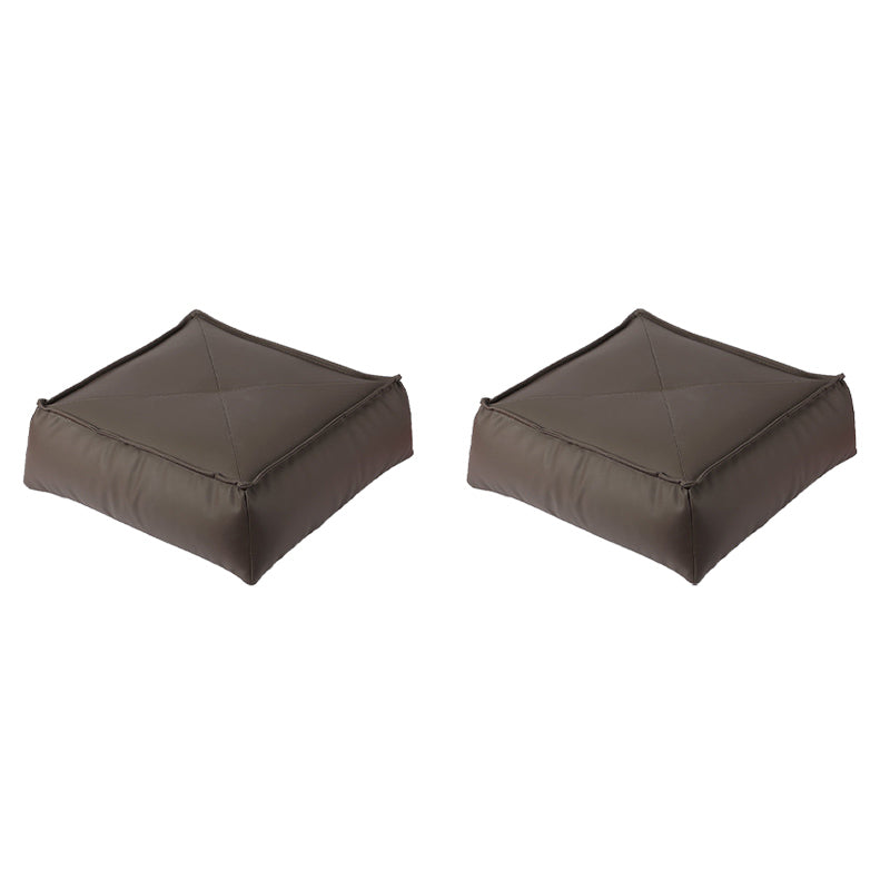 Modern Pouf Ottoman Leather Upholstered Solid Color Tear Resistant Square Ottoman