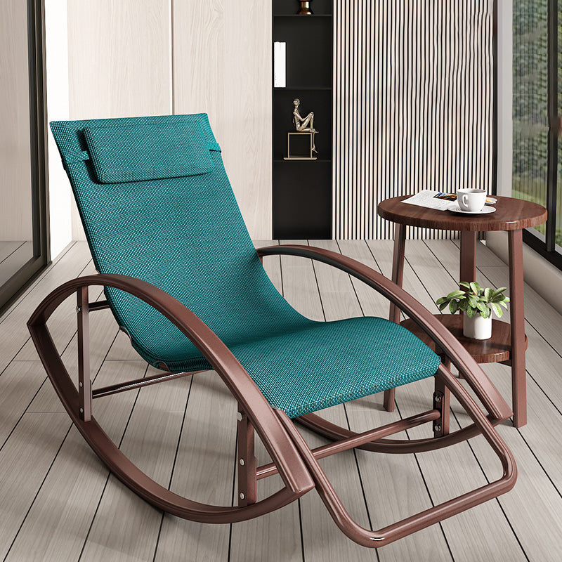 Contemporary Rocker Chair Metal Frame Water Resistant Fabric Rocker Chair with Pillow