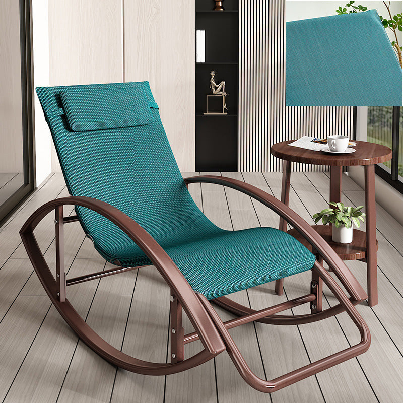 Contemporary Rocker Chair Metal Frame Water Resistant Fabric Rocker Chair with Pillow