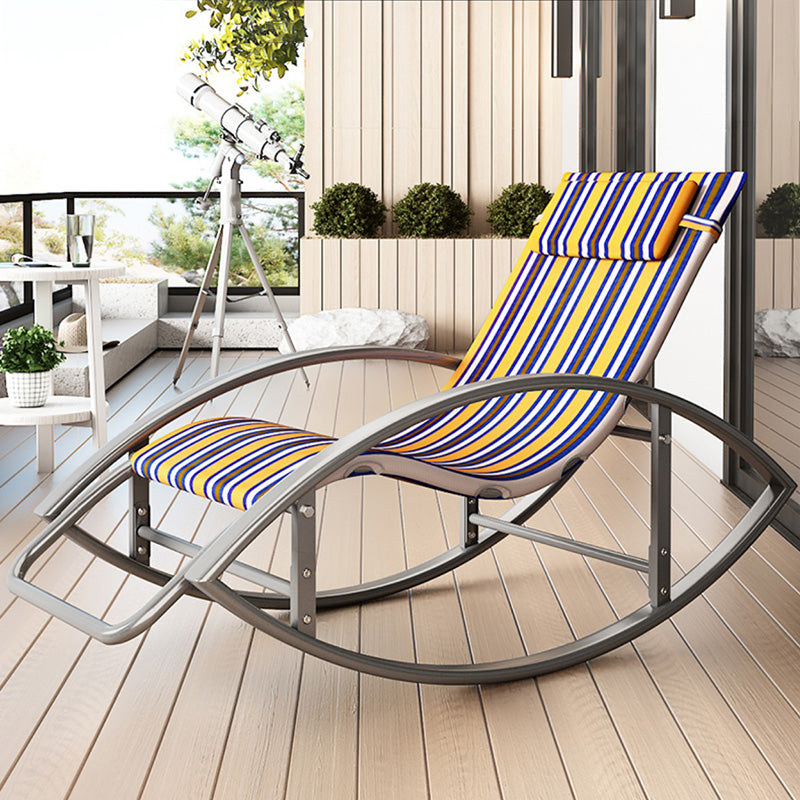 Contemporary Rocker Chair Metal Frame Water Resistant Fabric Rocker Chair with Pillow