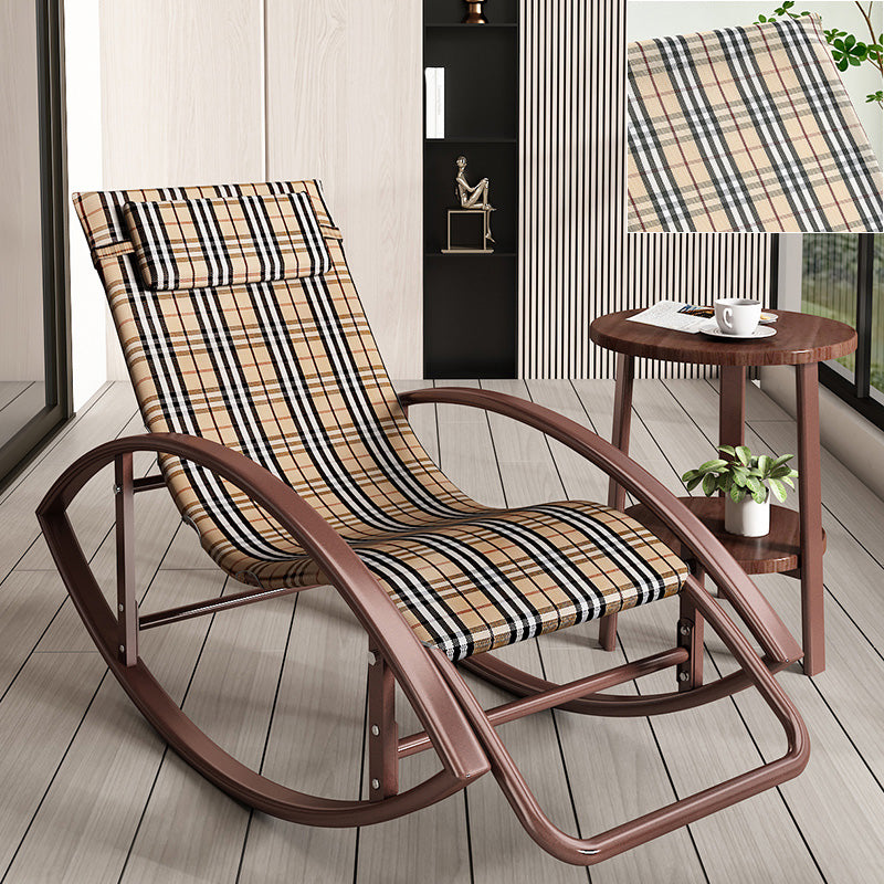 Contemporary Rocker Chair Metal Frame Water Resistant Fabric Rocker Chair with Pillow