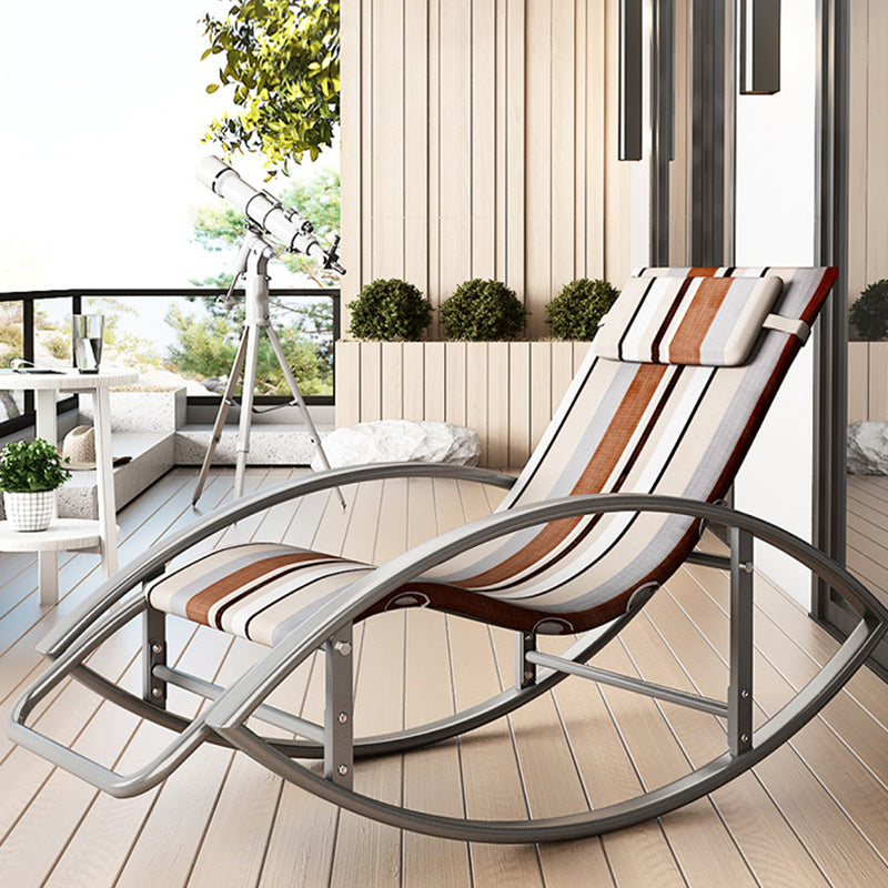 Contemporary Rocker Chair Metal Frame Water Resistant Fabric Rocker Chair with Pillow