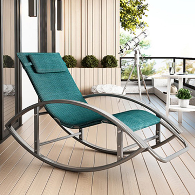 Contemporary Rocker Chair Metal Frame Water Resistant Fabric Rocker Chair with Pillow
