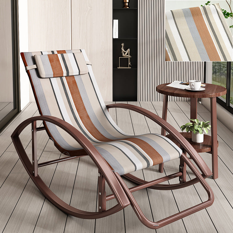 Contemporary Rocker Chair Metal Frame Water Resistant Fabric Rocker Chair with Pillow