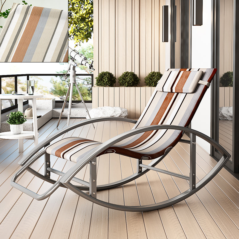 Contemporary Rocker Chair Metal Frame Water Resistant Fabric Rocker Chair with Pillow