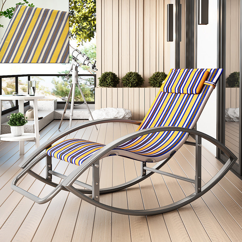 Contemporary Rocker Chair Metal Frame Water Resistant Fabric Rocker Chair with Pillow