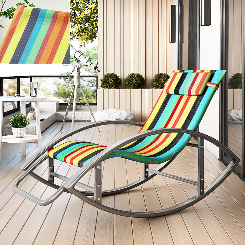 Contemporary Rocker Chair Metal Frame Water Resistant Fabric Rocker Chair with Pillow