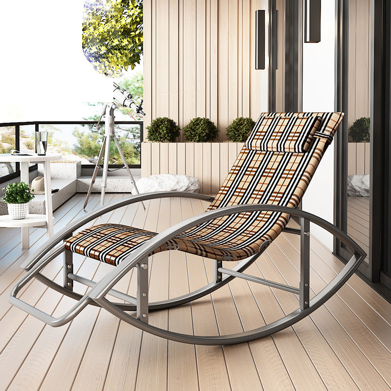 Contemporary Rocker Chair Metal Frame Water Resistant Fabric Rocker Chair with Pillow