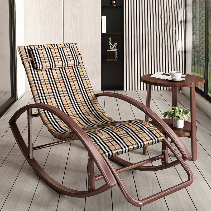 Contemporary Rocker Chair Metal Frame Water Resistant Fabric Rocker Chair with Pillow