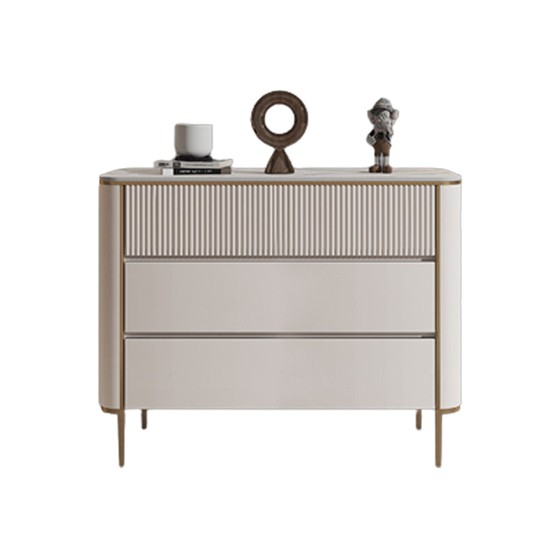 Horizontal Glam Stone Storage Chest Bedroom Chest in White with Drawers