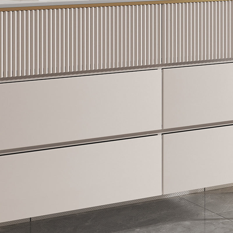 Horizontal Glam Stone Storage Chest Bedroom Chest in White with Drawers