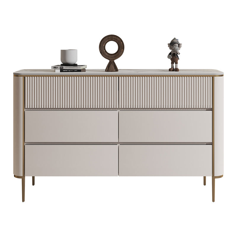 Horizontal Glam Stone Storage Chest Bedroom Chest in White with Drawers