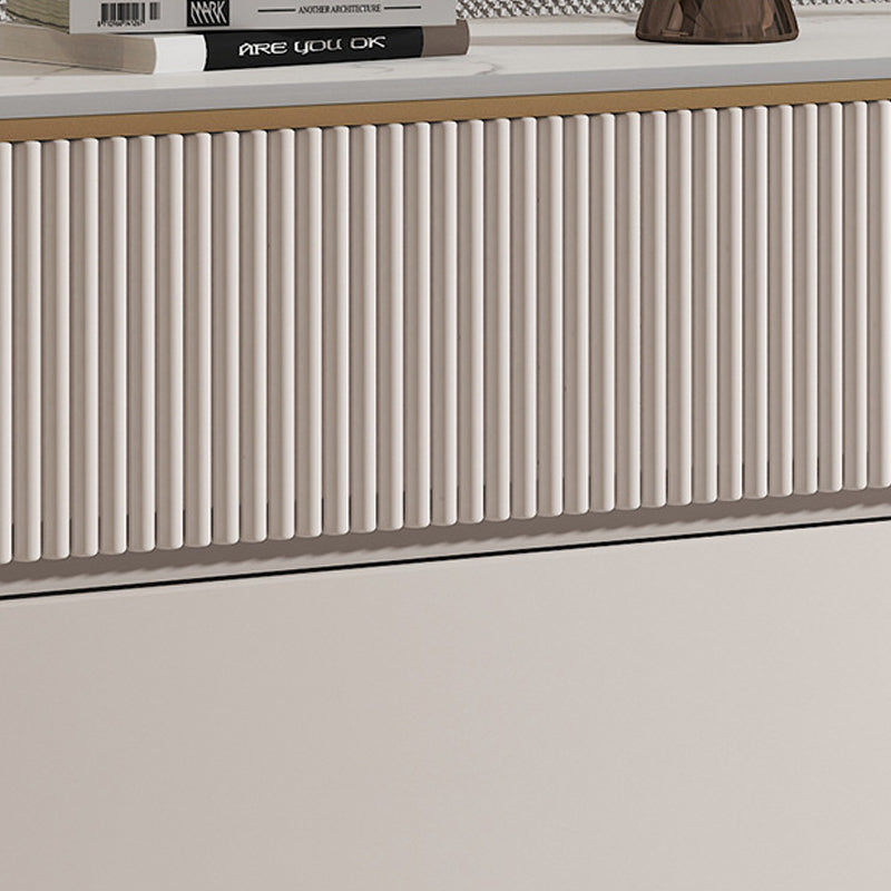 Horizontal Glam Stone Storage Chest Bedroom Chest in White with Drawers