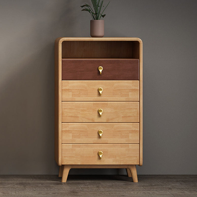 Glam Home Storage Chest Vertical Rubber Wood Chest with Drawers