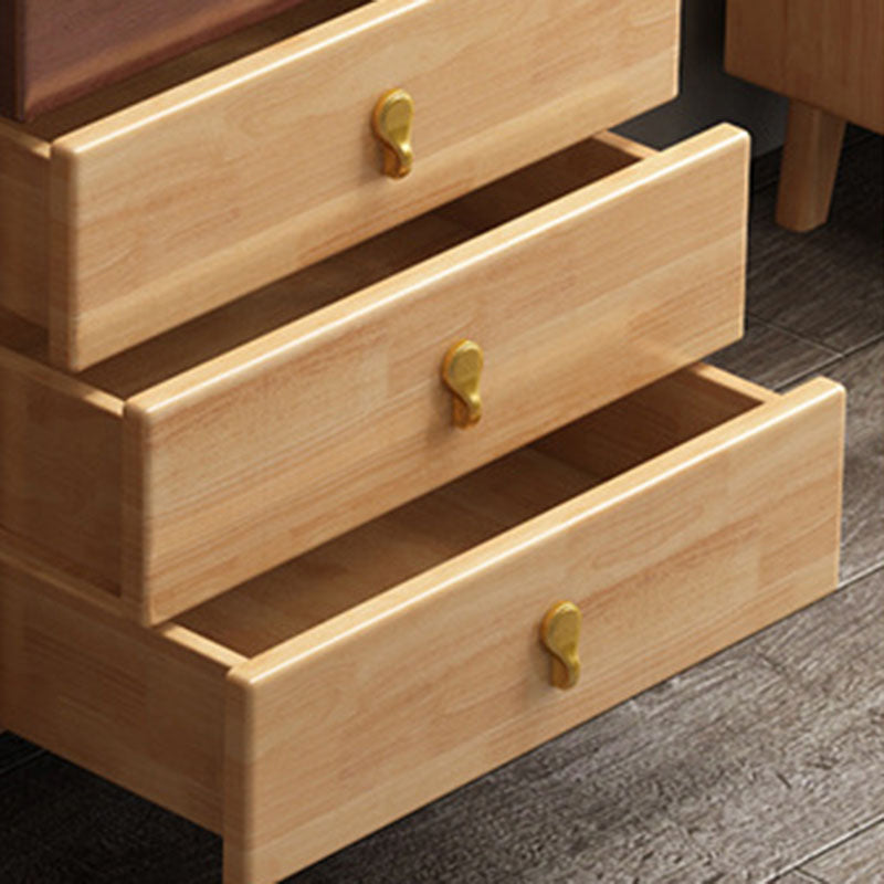 Glam Home Storage Chest Vertical Rubber Wood Chest with Drawers