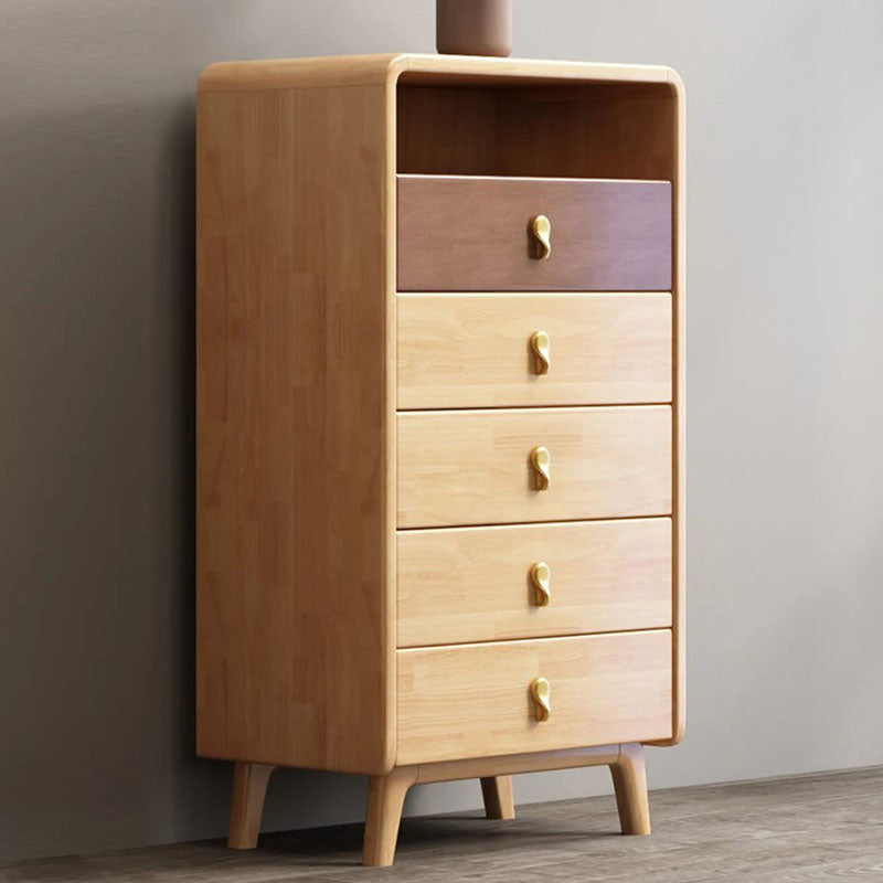 Glam Home Storage Chest Vertical Rubber Wood Chest with Drawers