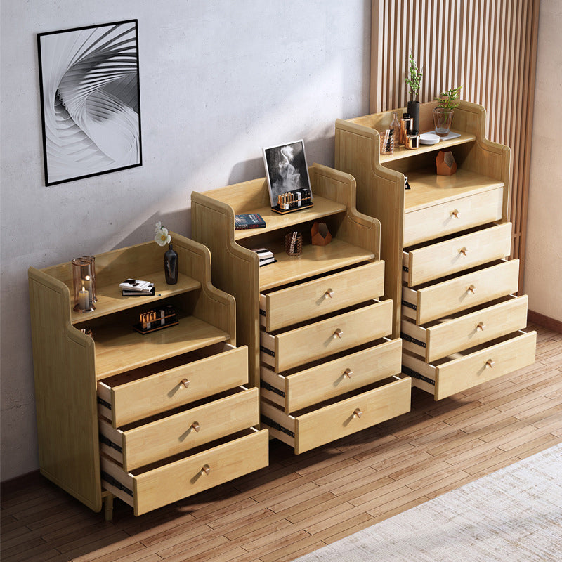 Glam Bedroom Storage Chest Vertical Rubber Wood Chest with Drawers
