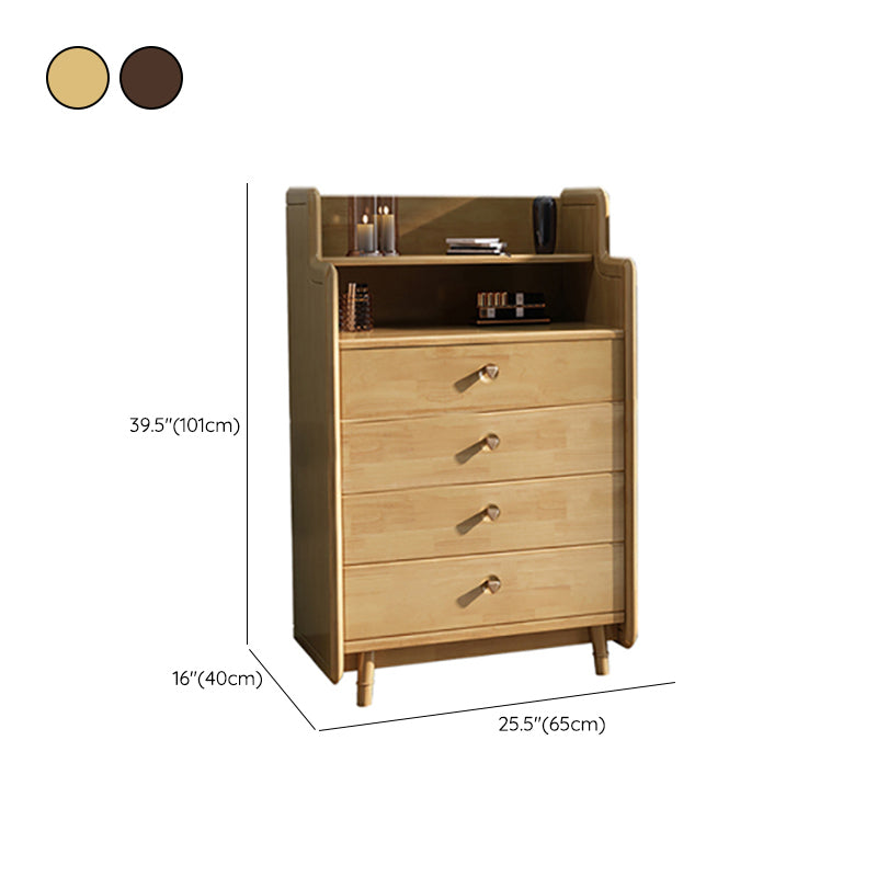 Glam Bedroom Storage Chest Vertical Rubber Wood Chest with Drawers
