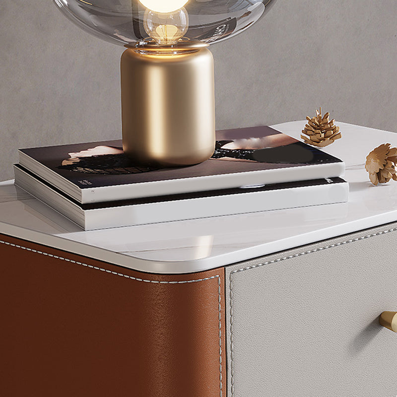 Glam Vertical Storage Chest Stone Bedroom Chest with Drawers