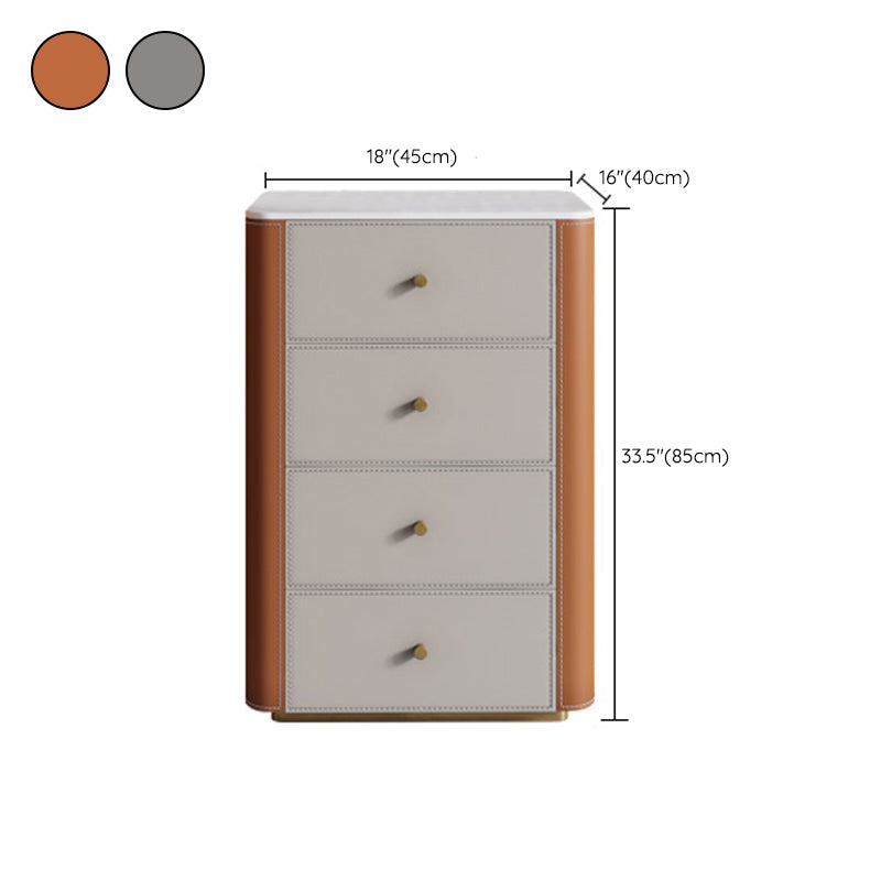 Glam Vertical Storage Chest Stone Bedroom Chest with Drawers