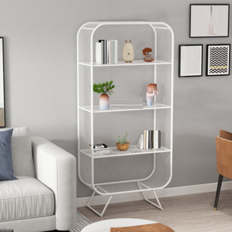 Industrial Standard Bookcase Metal 3 Shelves Closed Back Bookshelf