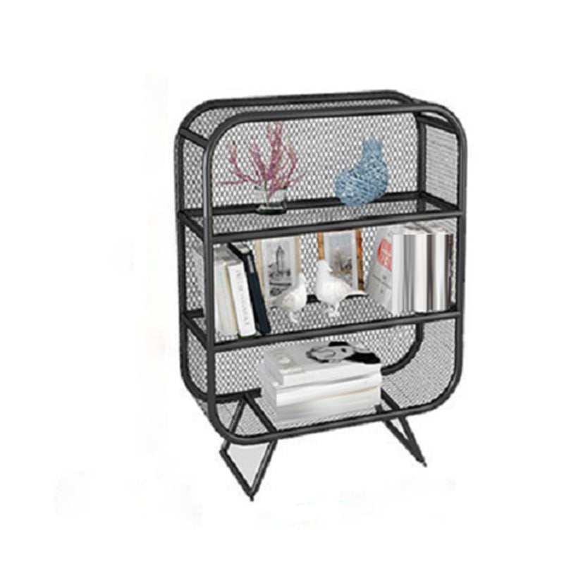 Glam Antique Finish Bookcase Metal Standard Bookshelf with Rectangular Shelves