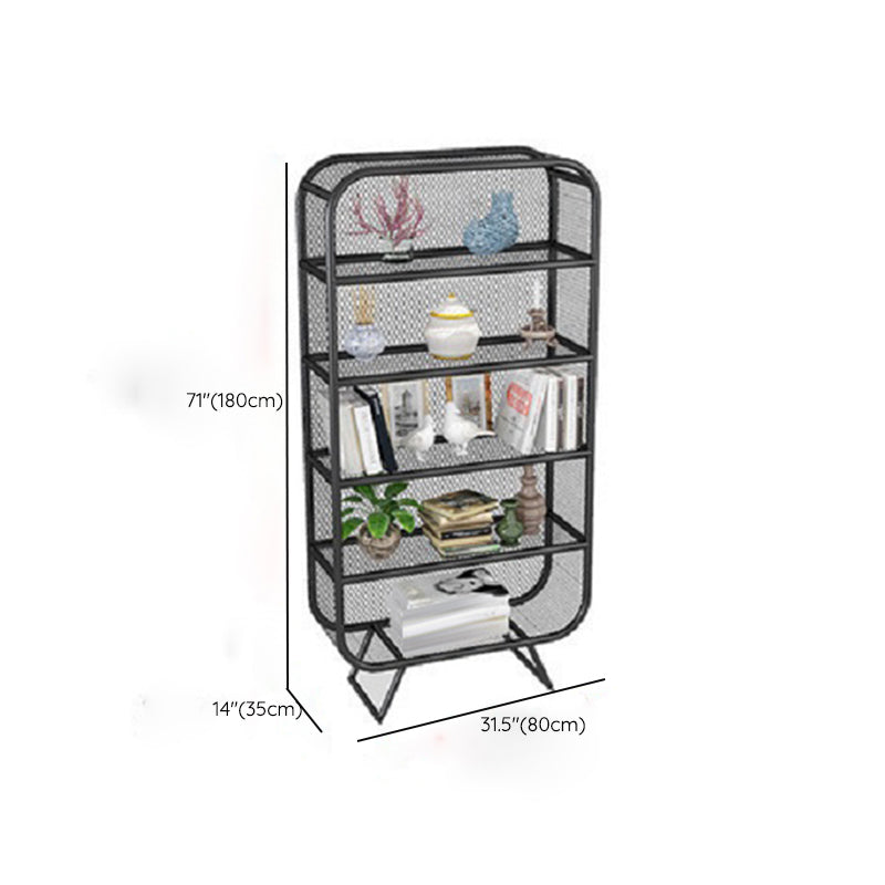 Glam Antique Finish Bookcase Metal Standard Bookshelf with Rectangular Shelves