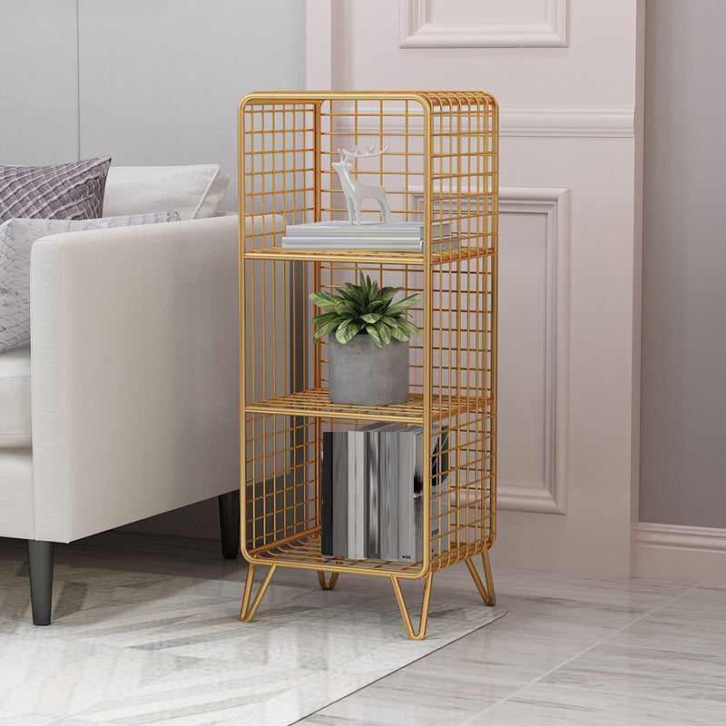 Glam Style Antique Finish Shelf Bookcase Metal Standard Bookshelf