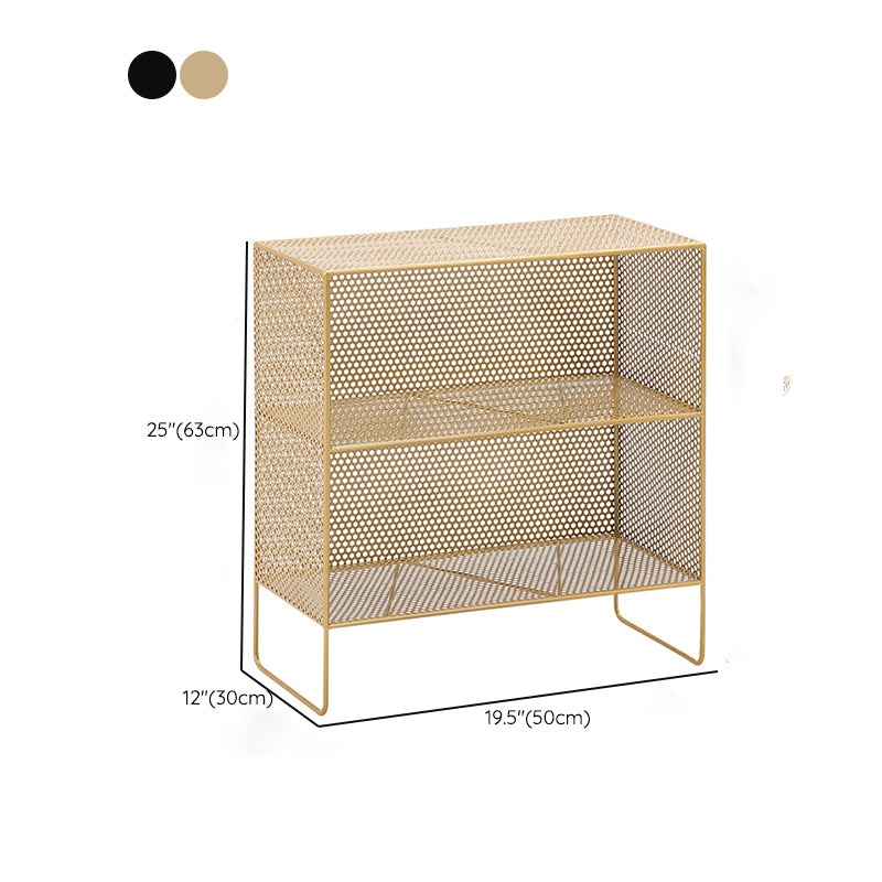 Glam Antique Finish Shelf Bookcase Metal Standard Bookshelf with Shelves