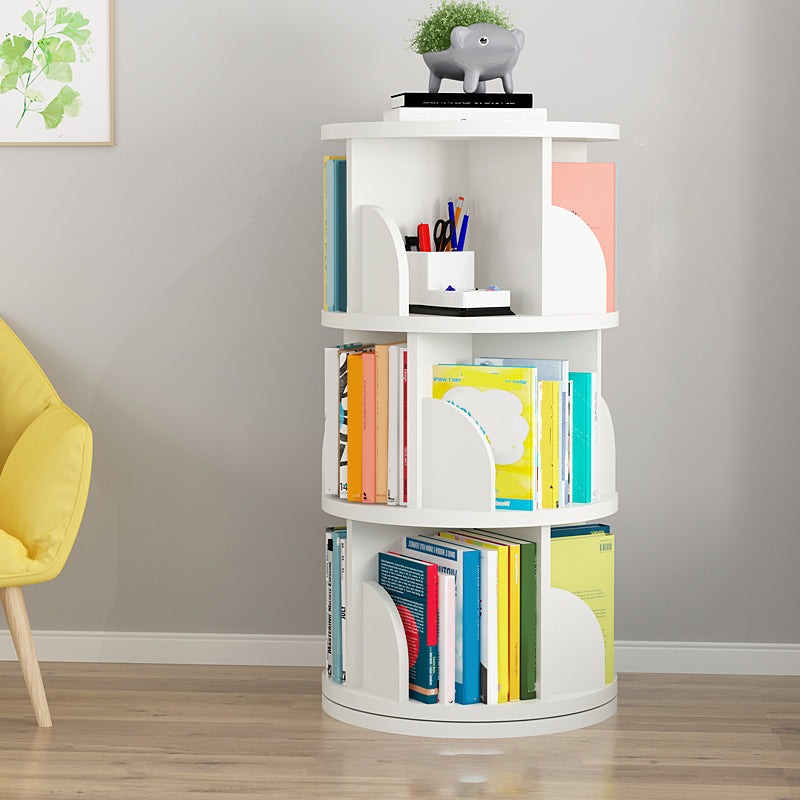 Modern Wooden Rotatable Storage Bookshelf Home Round Bookcase