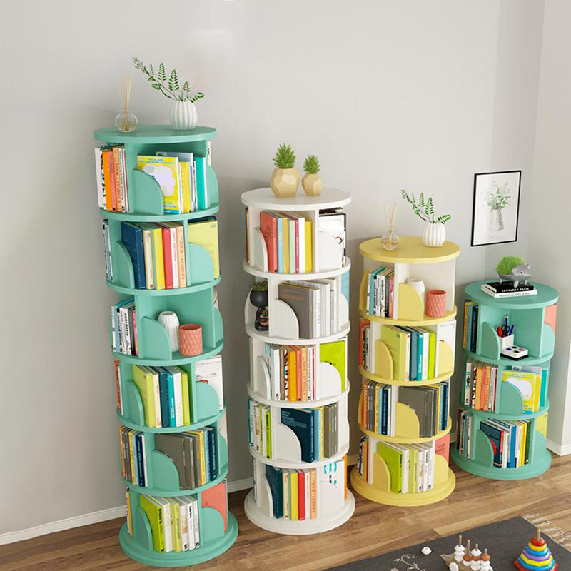 Modern Wooden Rotatable Storage Bookshelf Home Round Bookcase