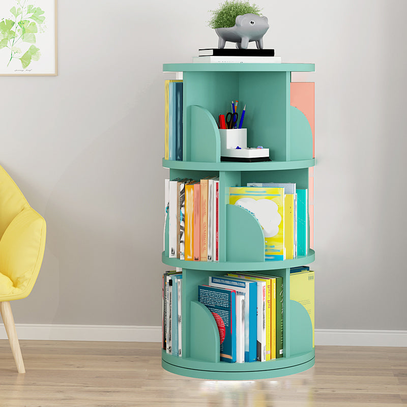 Modern Wooden Rotatable Storage Bookshelf Home Round Bookcase