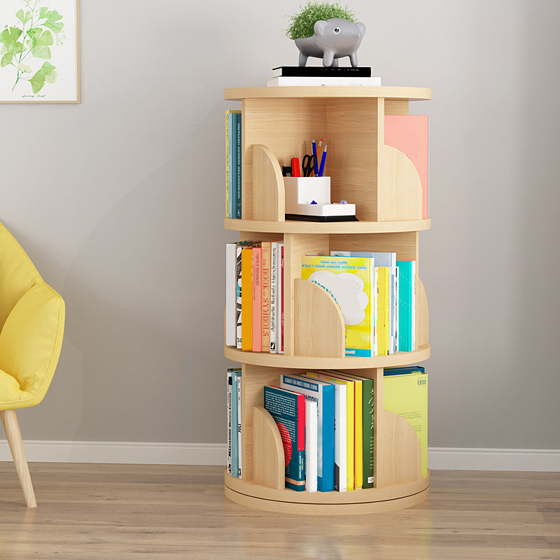 Modern Wooden Rotatable Storage Bookshelf Home Round Bookcase