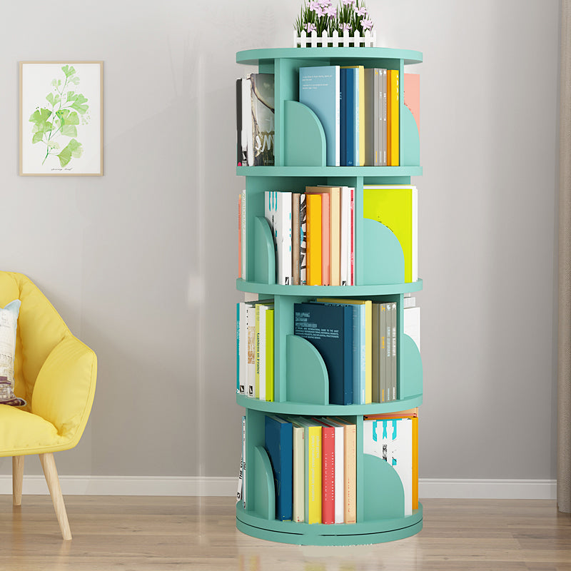 Modern Wooden Rotatable Storage Bookshelf Home Round Bookcase