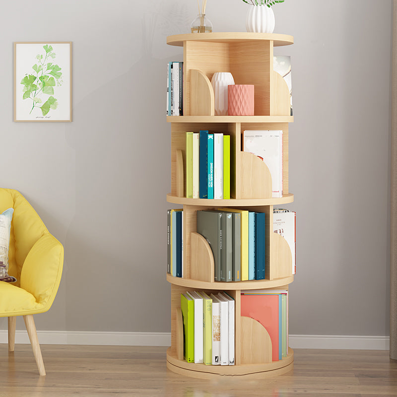 Modern Wooden Rotatable Storage Bookshelf Home Round Bookcase